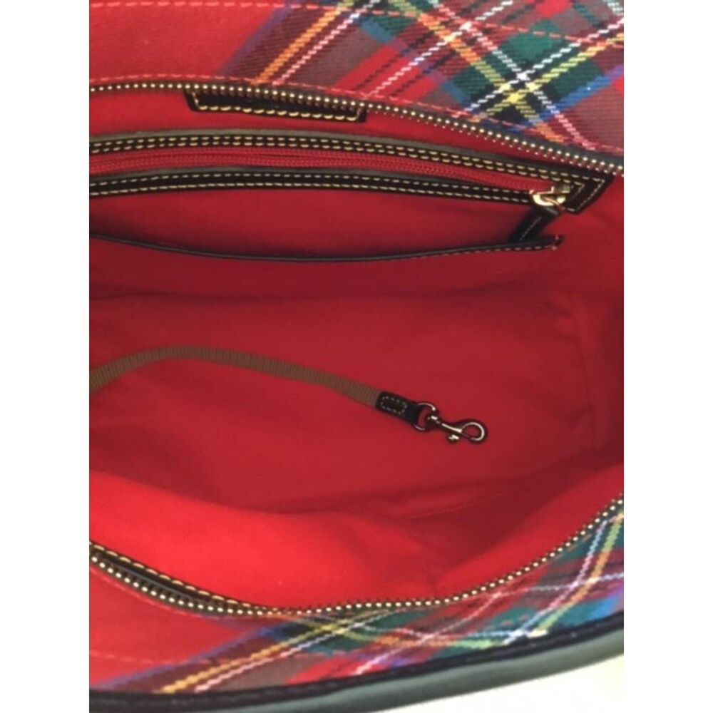Dooney & Burke Red Plaid Tartan Tote w/Black Leather Trim NWOT - Picture 8 of 11